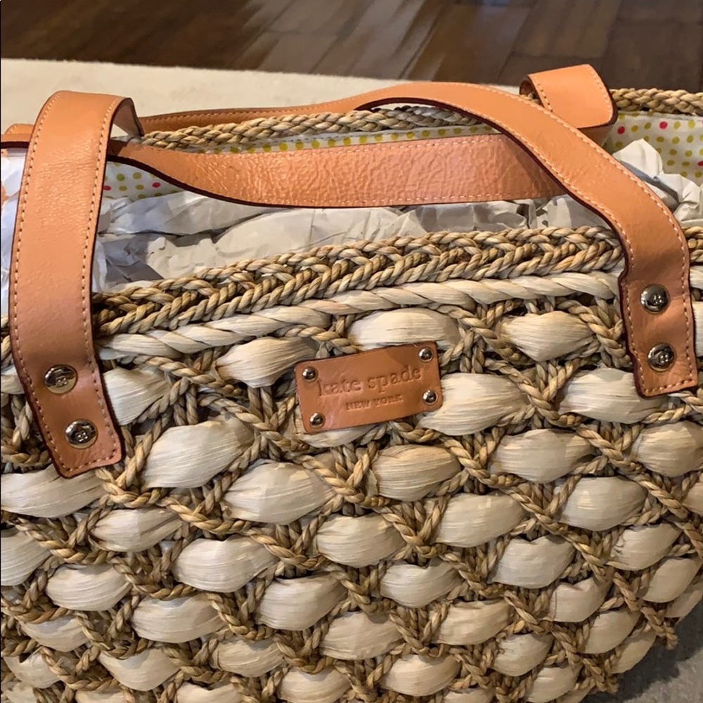 Kate Spade Straw & Leather Beach Tote